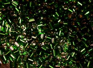 2-cut Beads / Schnittperlen
 grün mit
 Silberteinzug